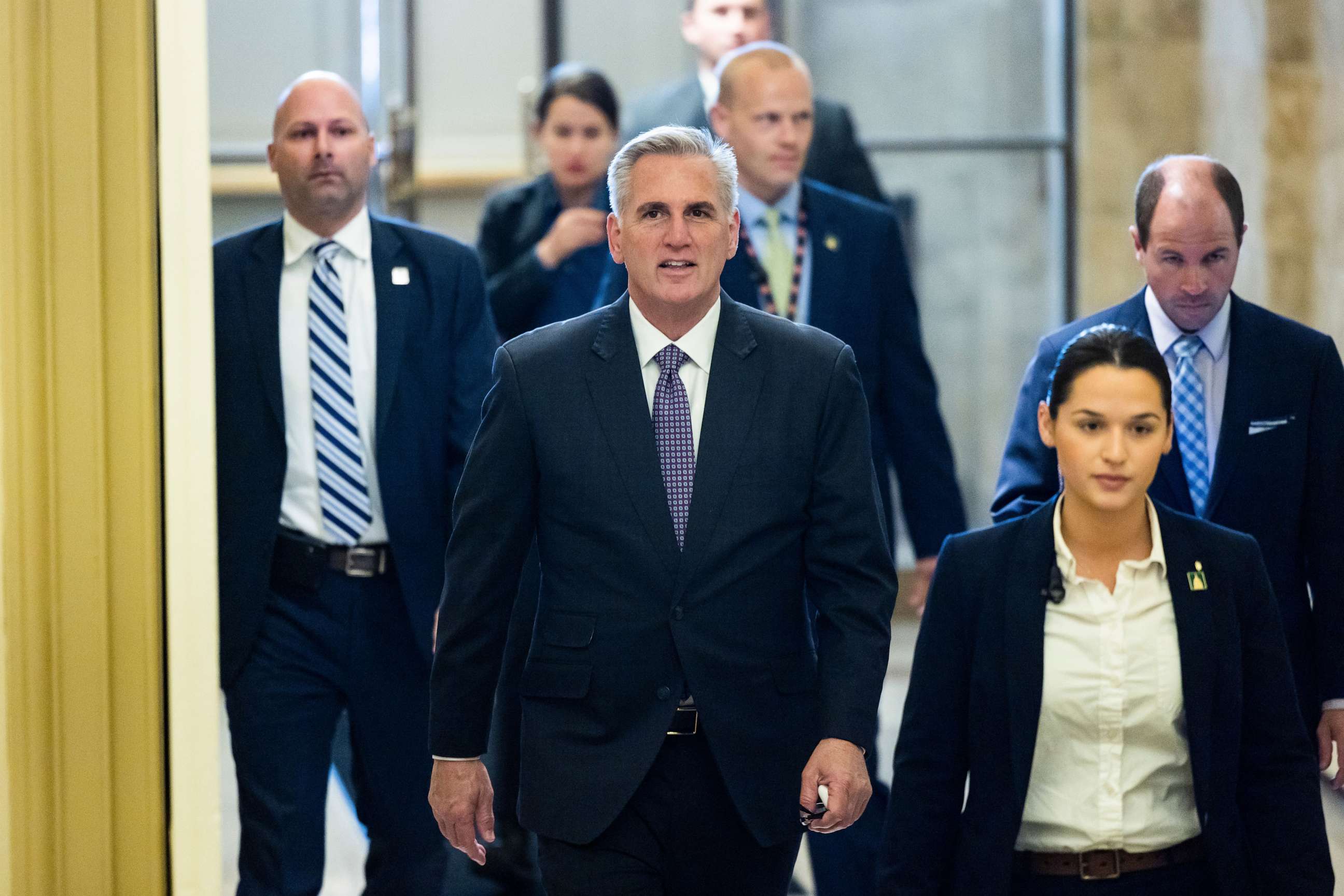 PHOTO: Republican Speaker of the House Kevin McCarthy arrives to the Capitol on the day the House plans to vote on the tentative agreement between the White House and Congress to raise the debt limit in Washington, D.C, May 31, 2023.