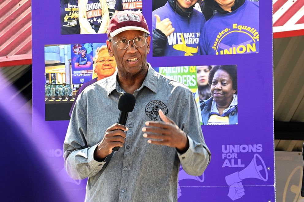 PHOTO: Rep. Donald McEachin joins Virginia SEIU members and workers from across industries demand good union jobs, investments in care for working families, and a democracy that works for all at a roundtable and rally, Sept. 17, 2022, in Richmond, Va.