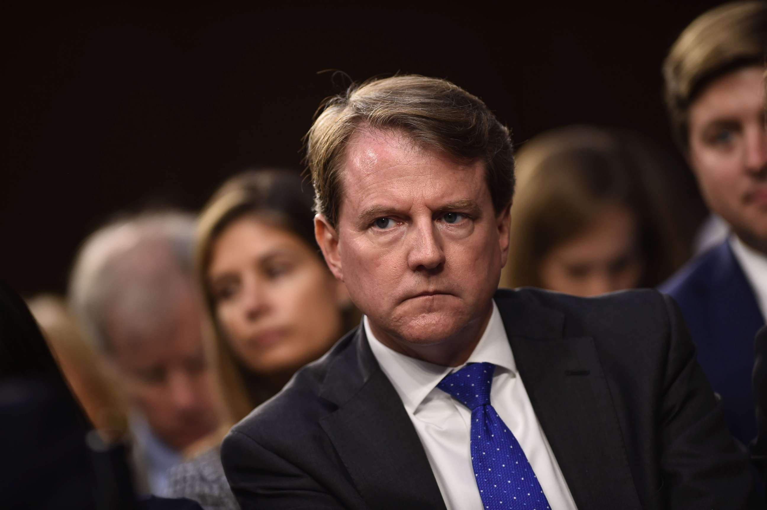 PHOTO: White House Counsel Don McGahn listens during a Senate Judiciary Committee hearing in Washington, Sept. 4, 2018.