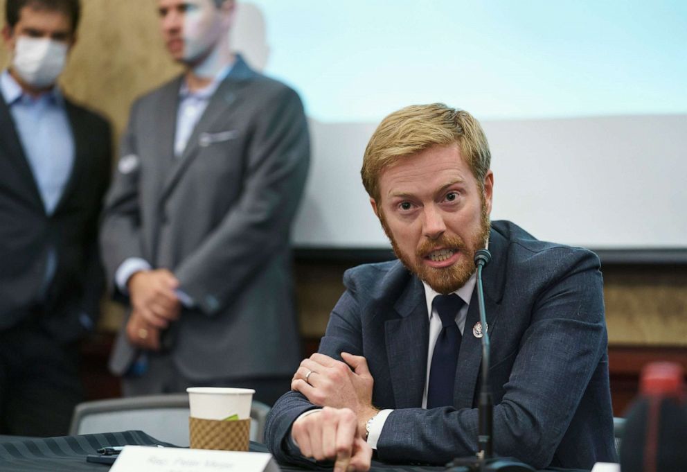 PHOTO: Rep. Peter Meijer speaks during a roundtable discussion with other Republicans at the Capitol in Washington, D.C., Aug. 30, 2021.