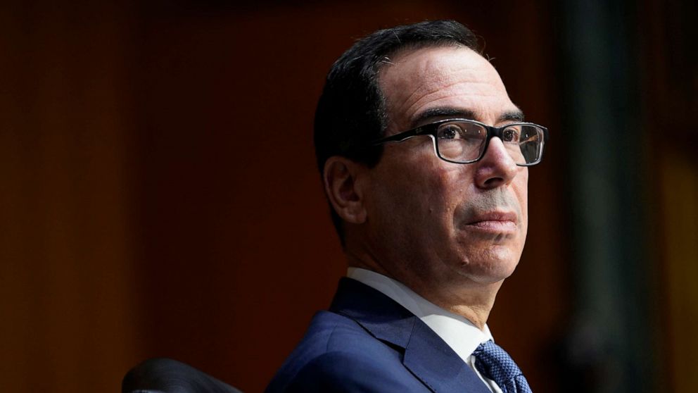 PHOTO: Treasury Secretary Steven Mnuchin testifies before the Senate Banking Committee on Capitol Hill, Dec. 1, 2020, during a hearing on, 'The Quarterly CARES Act Report to Congress.'