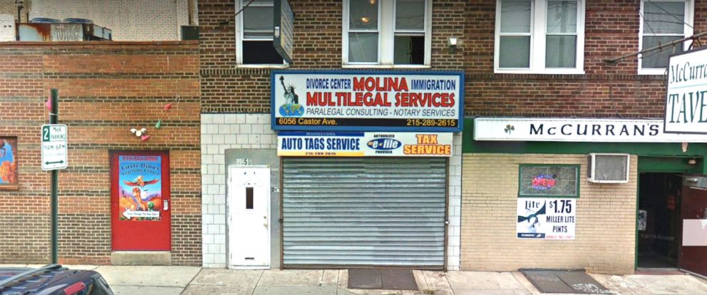 PHOTO: The storefront of "Molina Multilegal Services" in Philadelphia, Penn., can be seen in an undated image from Google Maps Street View.