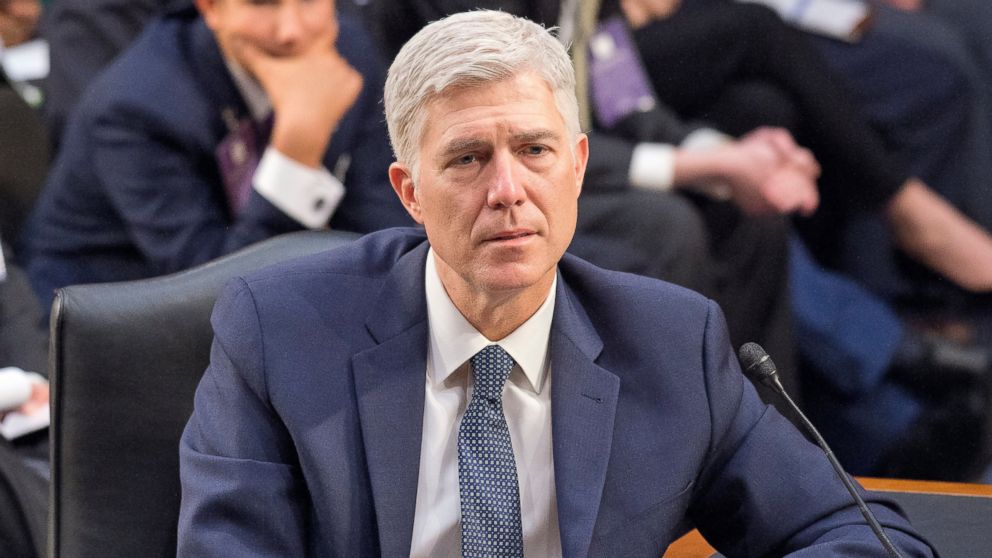PHOTO: Judge Neil Gorsuch testifies before the United States Senate Judiciary Committee on his nomination as Associate Justice of the US Supreme Court to replace the late Justice Antonin Scalia on Capitol Hill in Washington, on March 22, 2017. 