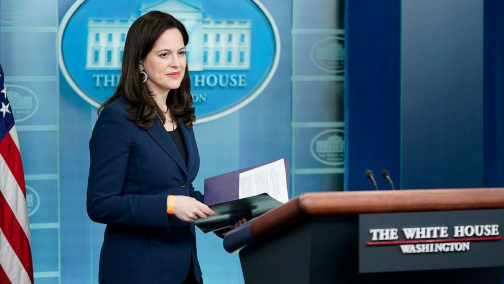 PHOTO: In this March 21, 2022 file photo Anne Neuberger, Deputy National Security Advisor for Cyber and Emerging Technology, arrives to speak at a press briefing at the White House in Washington.