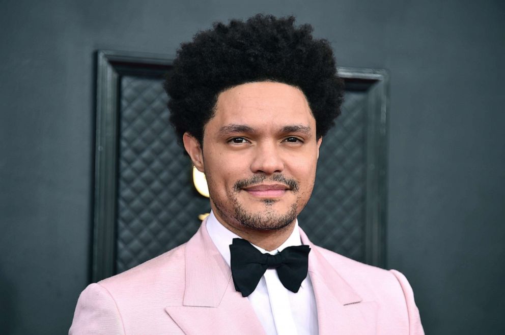 PHOTO: Trevor Noah arrives at the 64th Annual Grammy Awards at the MGM Grand Garden Arena, April 3, 2022, in Las Vegas. 