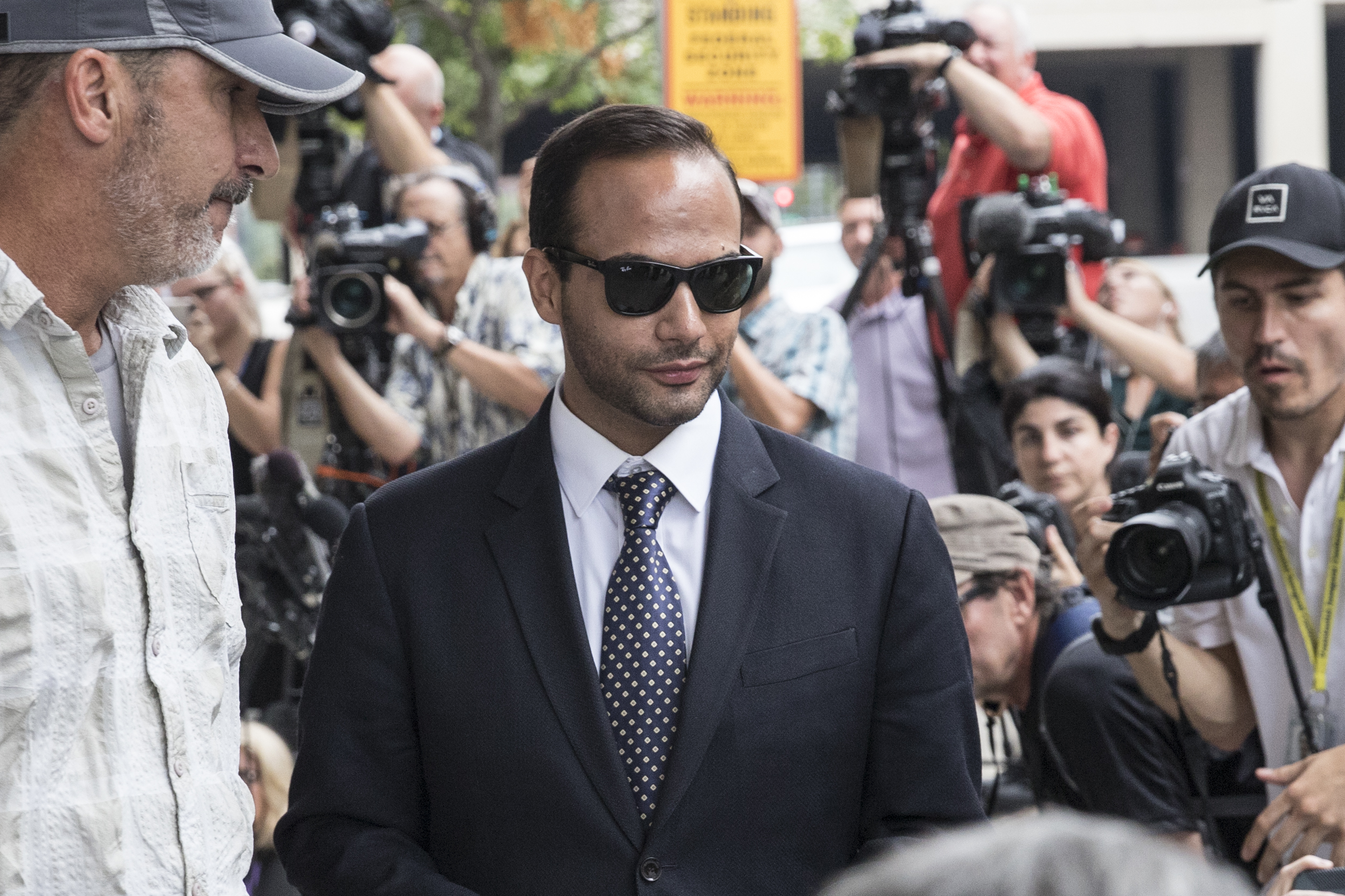 PHOTO: Former Trump Campaign aide George Papadopoulos leaves the U.S. District Court after his sentencing hearing, Sept. 7, 2018, in Washington, D.C. 