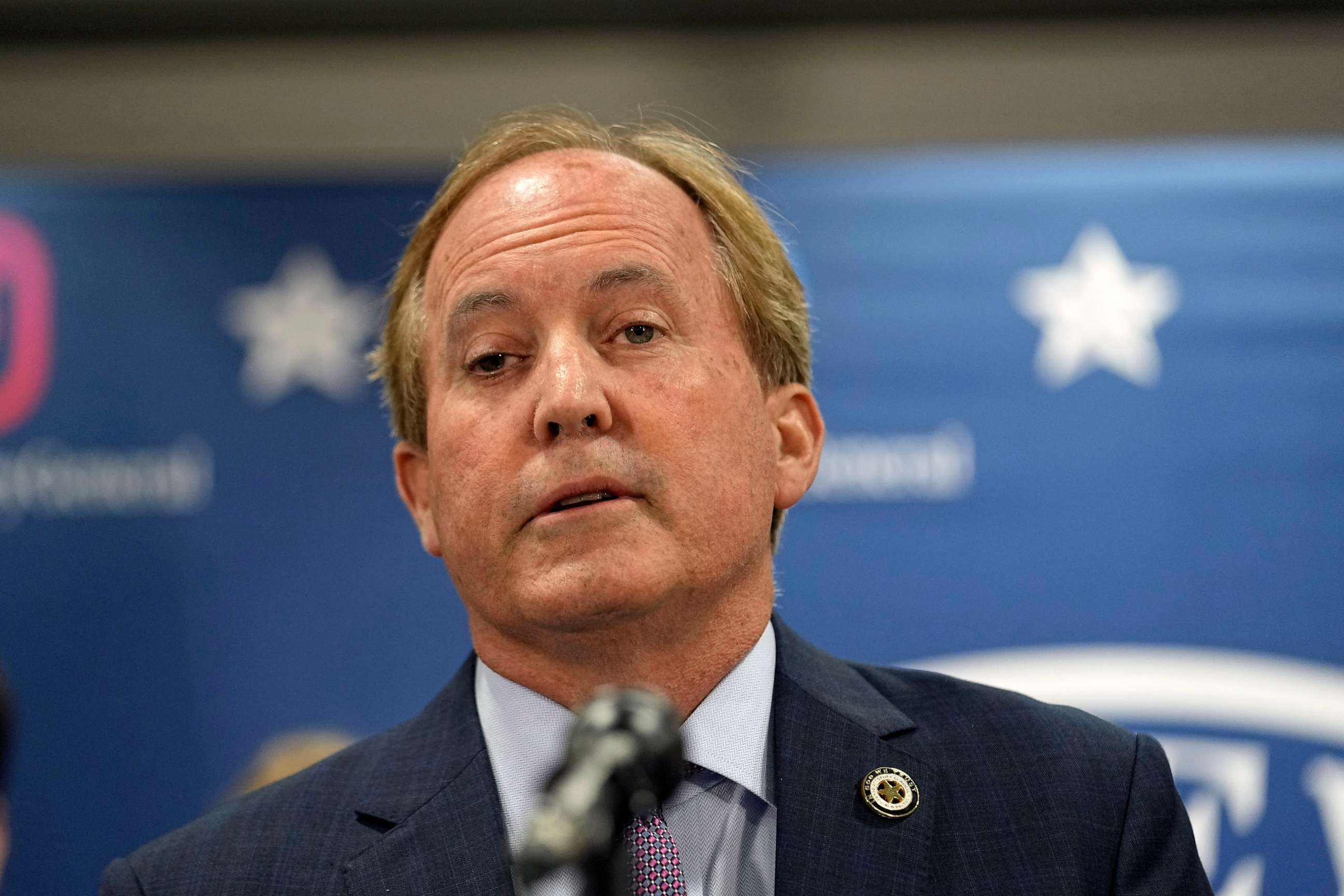 PHOTO: Texas state Attorney General Ken Paxton reads a statement at his office in Austin, Texas, Friday, May 26, 2023.