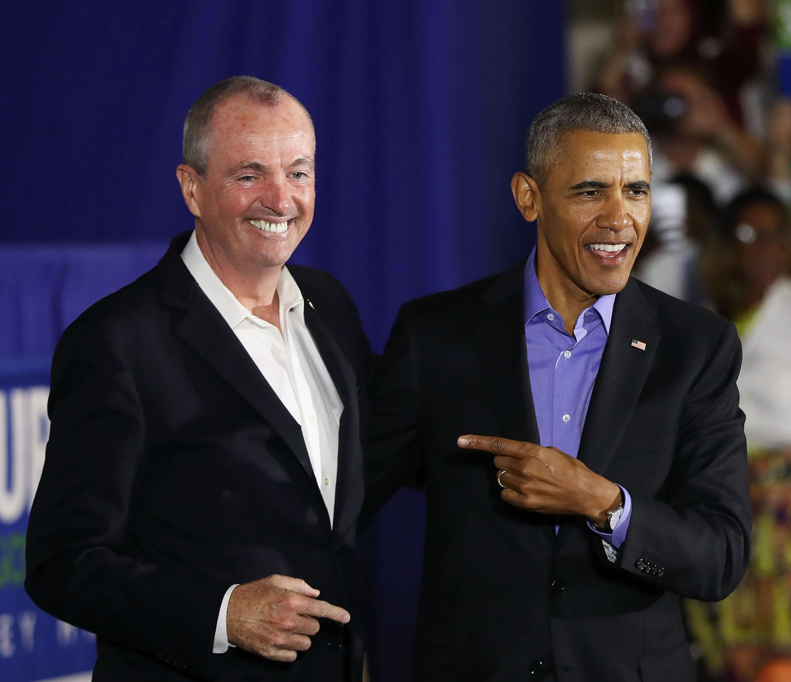 PHOTO: Former President Barack Obama campaigns with Democratic candidate for New Jersey Governor Phil Murphy, Oct. 19, 2017 in Newark, N.J. 
