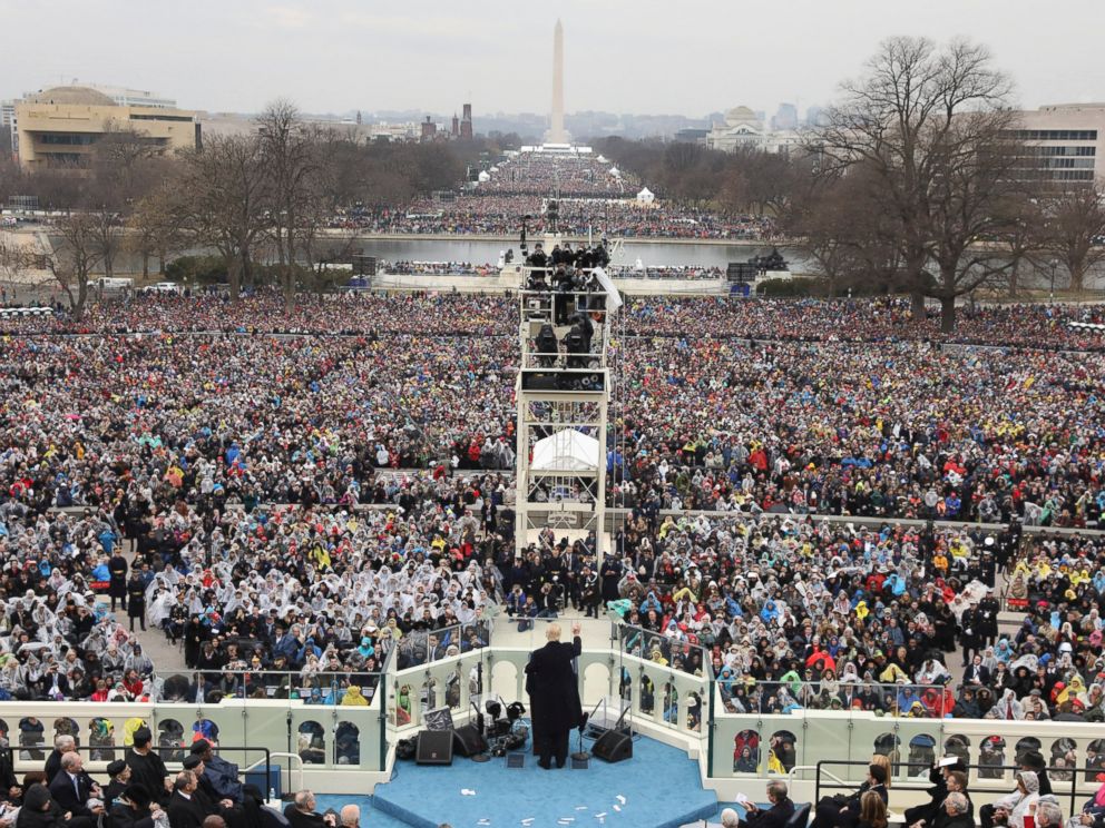 PHOTO: President Donald Trump addresses the crowd at the U.S. Capitol in Washington, Jan. 20, 2017.