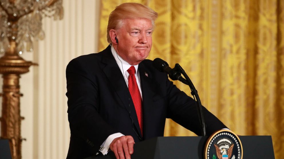 President Donald Trump during a joint news conference with President Juan Manuel Santos of Colombia, at the White House in Washington, May 18, 2017. 
