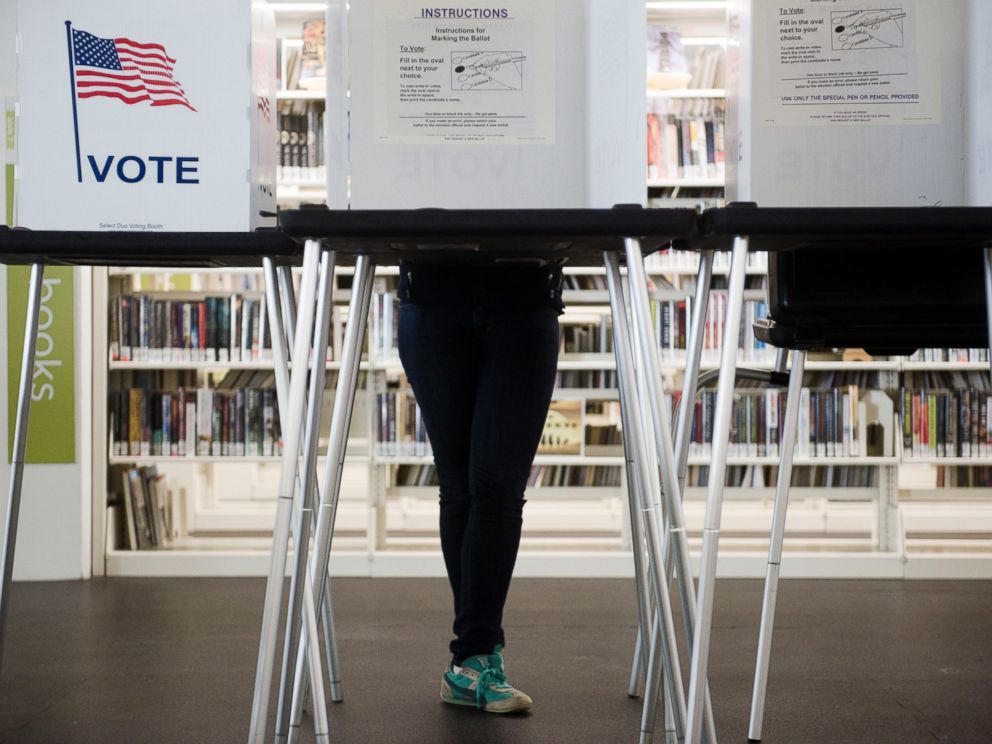 PHOTO: Early voting underway at the Central Library in Madison, Wisconsin, Oct. 14, 2016.