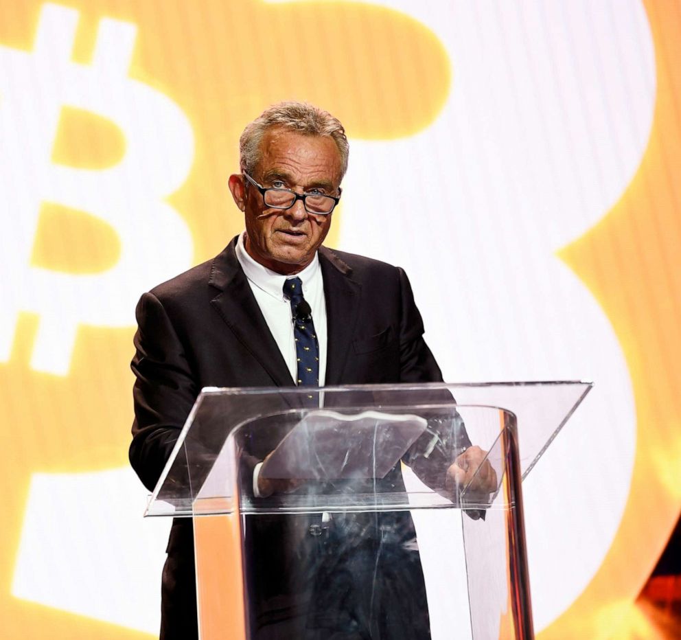 PHOTO: Robert F. Kennedy Jr. speaks on stage during Bitcoin Conference 2023 at Miami Beach Convention Center on May 19, 2023 in Miami Beach, Fla.