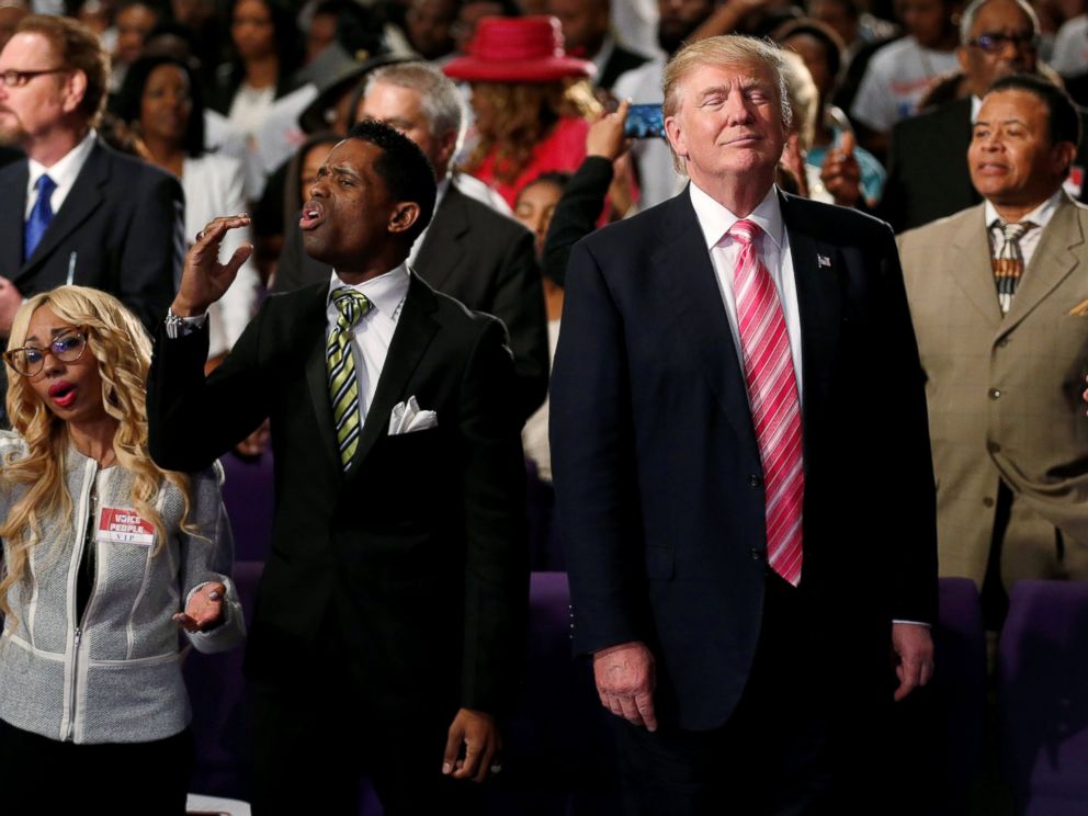 PHOTO: Republican presidential nominee Donald Trump attends a church service, in Detroit, Michigan, Sept. 3, 2016.