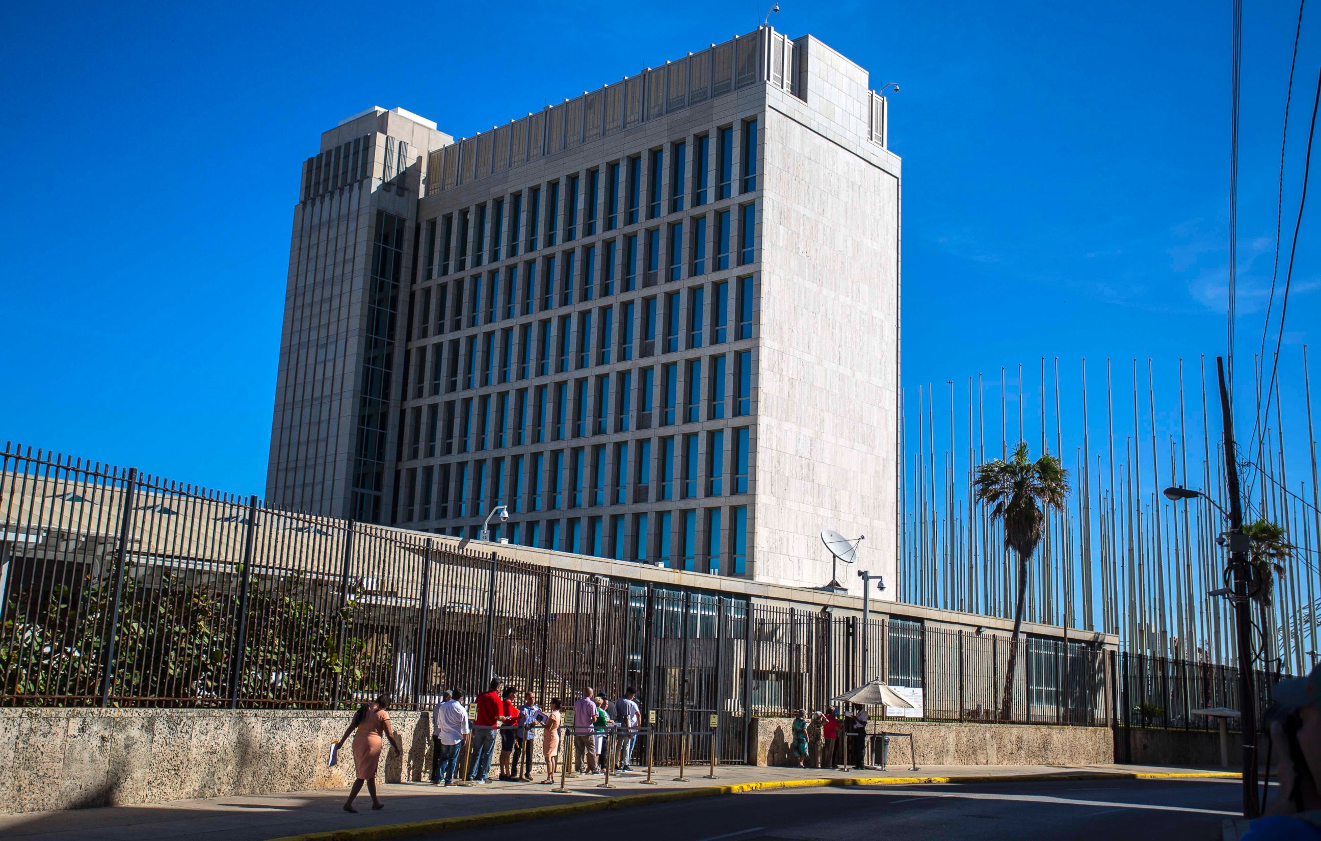 PHOTO: People line up outside the United States embassy in Havana, Cuba, the day after Republican presidential candidate Donald Trump defeated Democrat Hillary Clinton in the U.S. general election, Nov. 9, 2016. 