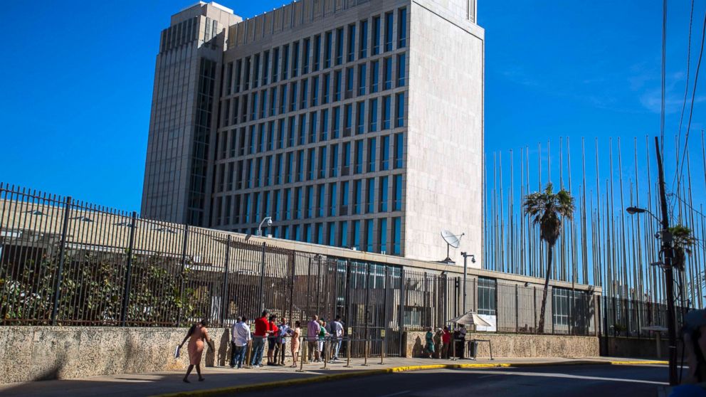 People line up outside the United States embassy in Havana, Cuba, the day after Republican presidential candidate Donald Trump defeated Democrat Hillary Clinton in the U.S. general election, Nov. 9, 2016. 