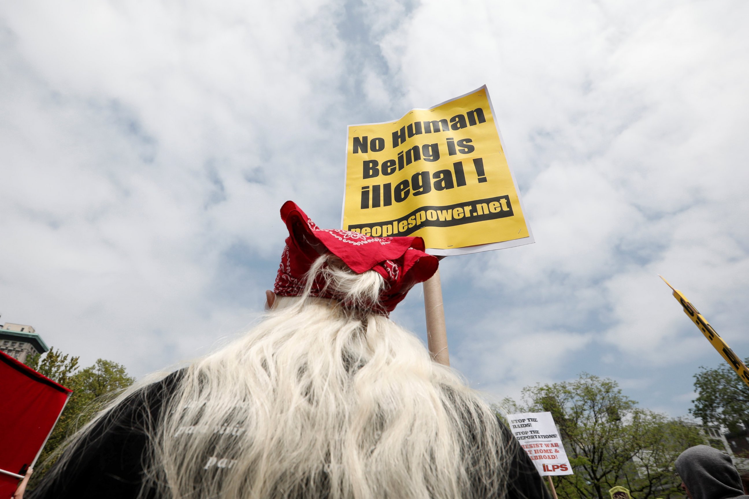 PHOTO: Demonstrators gather during a May Day protest in New York, May 1, 2017. 