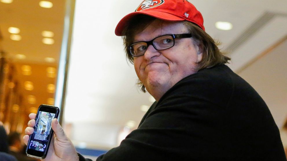 Filmmaker Michael Moore arrives at Republican president-elect Donald Trump's Trump Tower in New York, Nov.12, 2016.   