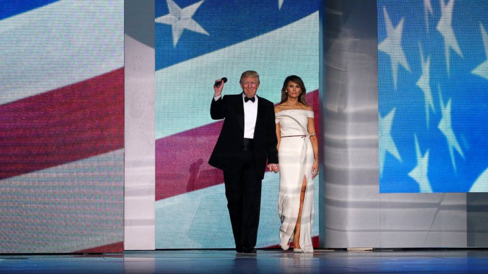 President Donald Trump and first lady Melania Trump attend the Freedom Ball in Washington, Jan. 20, 2017.  
