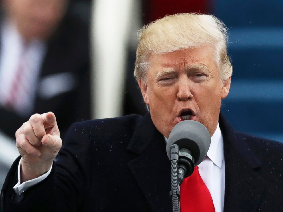 PHOTO: President Donald Trump speaks at inauguration ceremonies swearing him in as the 45th president of the United States on the West front of the U.S. Capitol in Washington, Jan. 20, 2017.