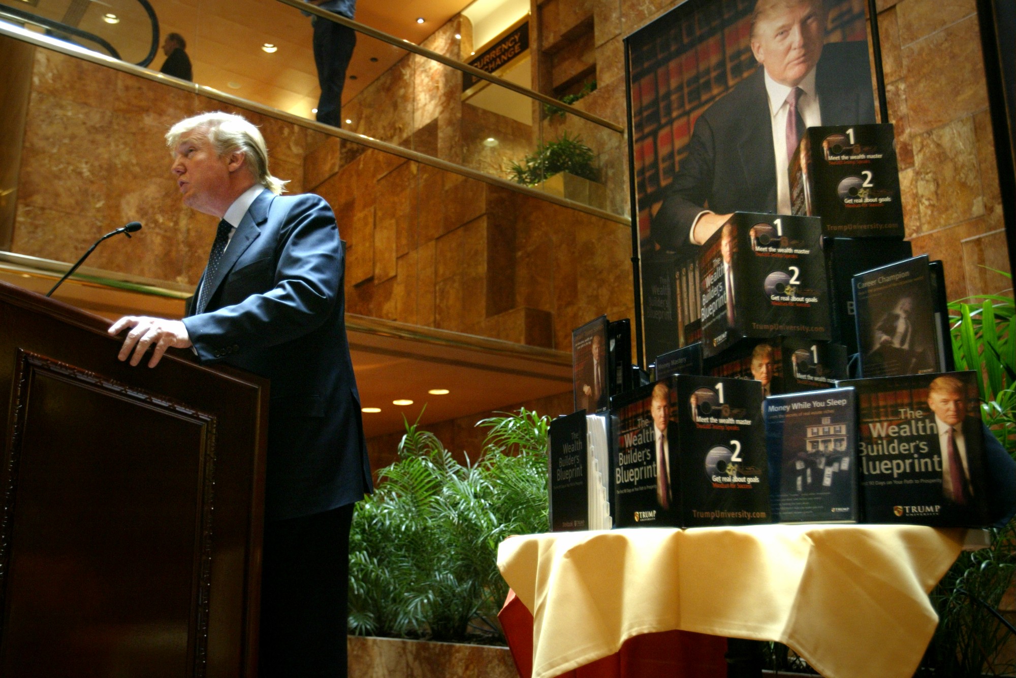 PHOTO: Real estate mogul and TV star Donald Trump speaks at a press conference in New York in which he announced the establishment of Trump University, May 23, 2005.