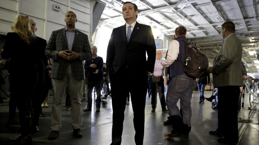 Ted Cruz before a campaign event on the USS Yorktown in Mount Pleasant, South Carolina Feb. 16, 2016. 