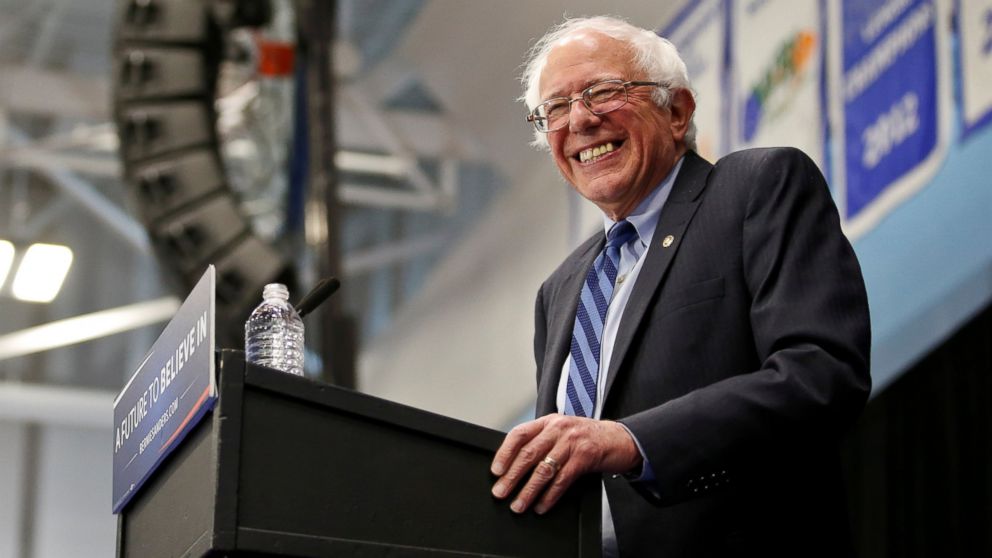 PHOTO: Democratic presidential candidate Bernie Sanders, I-VT, smiles during a campaign rally at the Indiana University-Purdue University Fort Wayne in Fort Wayne, Ind., May 2, 2016. 