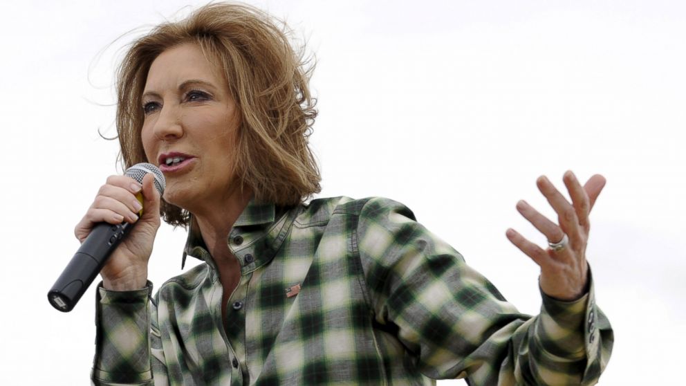 Republican presidential candidate Carly Fiorina speaks during a "Roast & Ride" campaign event sponsored by Iowa Senator Joni Ernst, R-IA, at the Central Iowa Expo in Boone, Iowa,  June 6, 2015. 