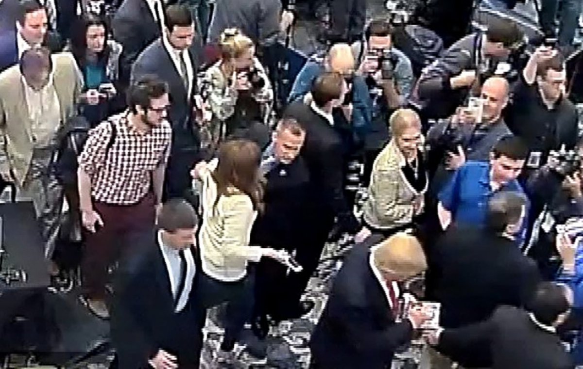 PHOTO: Corey Lewandowski is seen allegedly grabbing the arm of Michelle Fields, a reporter, in this still frame from video taken March 8, 2016, and released by the Jupiter (Florida) Police Department.