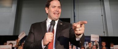 PHOTO:Marco Rubio gestures as he speaks at a campaign event during the night of the Nevada Republican caucus night at Lacks Enterprises in Grand Rapids, Mich., Feb. 23, 2016. 