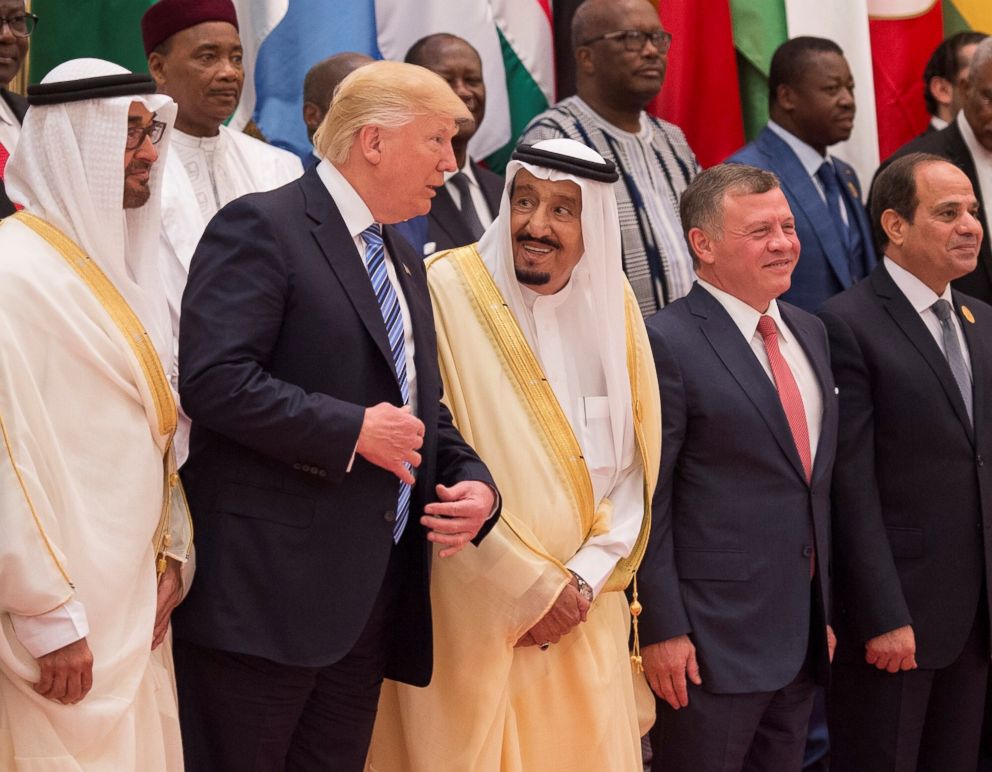 PHOTO: Crown Prince of Abu Dhabi Mohammed bin Zayed Al Nahyan and President Donald Trump pose for a photo during the Arabic Islamic American Summit in Riyadh, Saudi Arabia on May 21, 2017.