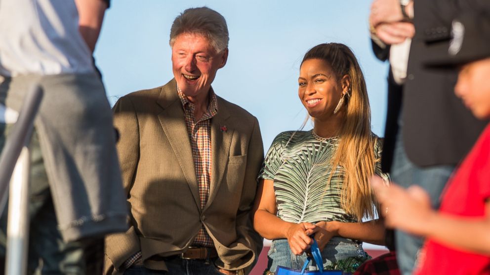 PHOTO: Bill Clinton and Beyonce are seen here at Made in America festival in Philadelphia. 