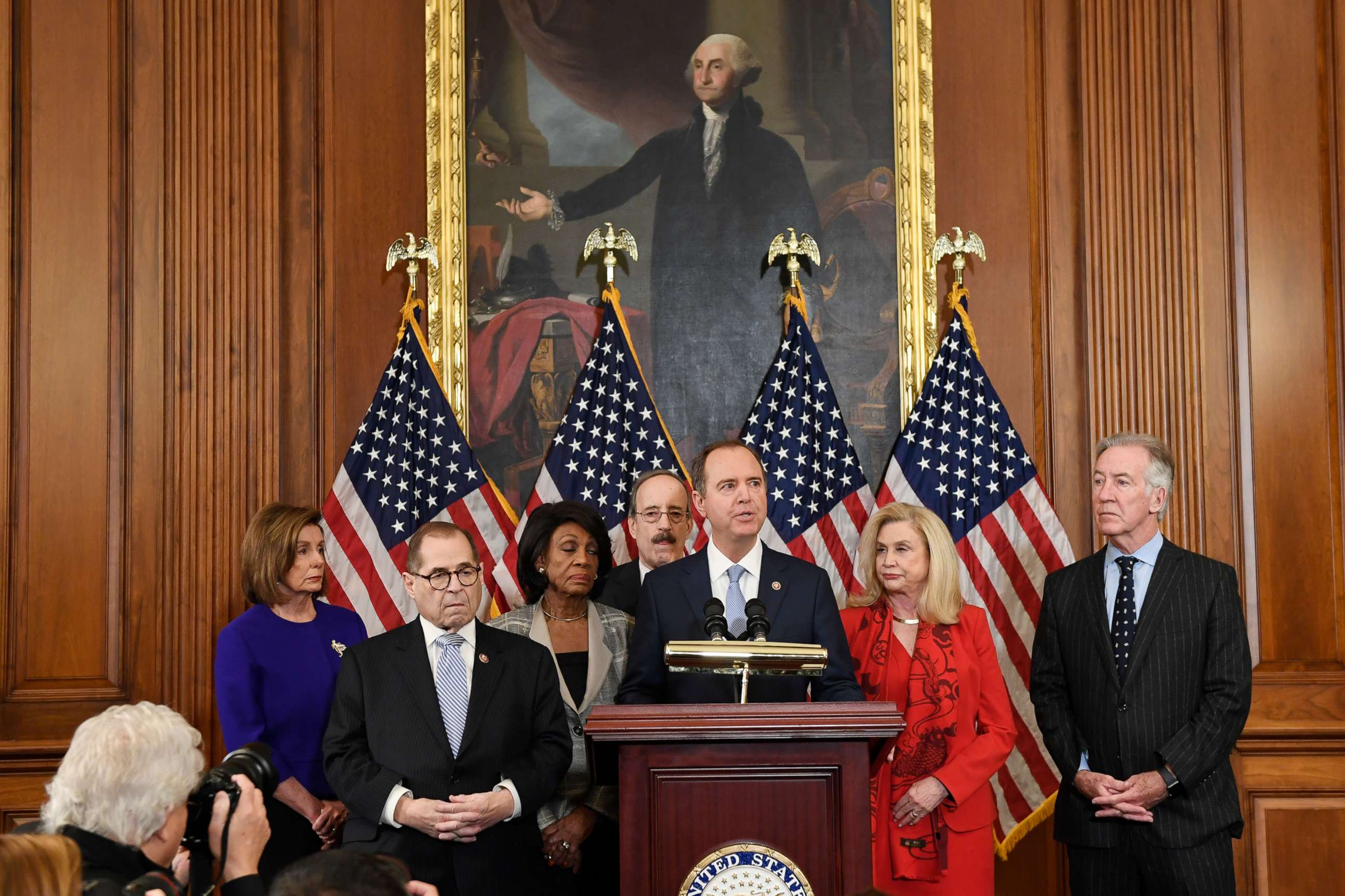 PHOTO:Chairman of the House Permanent Select Committee on Intelligence, Adam Schiff speaks during a news conference on Capitol Hill in Washington, Dec. 10, 2019.