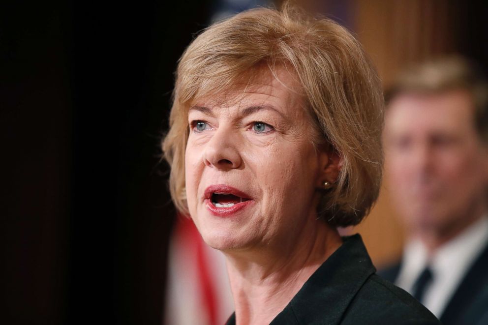 PHOTO: Sen. Tammy Baldwin, D-Wis., speaks on Capitol Hill, April 25, 2017.