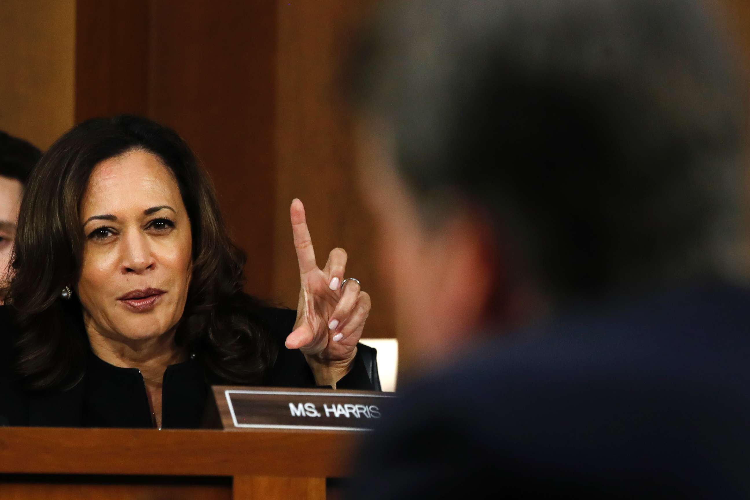 PHOTO: Sen. Kamala Harris, D-Calif., questions President Donald Trump's Supreme Court nominee, Brett Kavanaugh, on the third day of his Senate Judiciary Committee confirmation hearing, Sept. 6, 2018, on Capitol Hill in Washington.