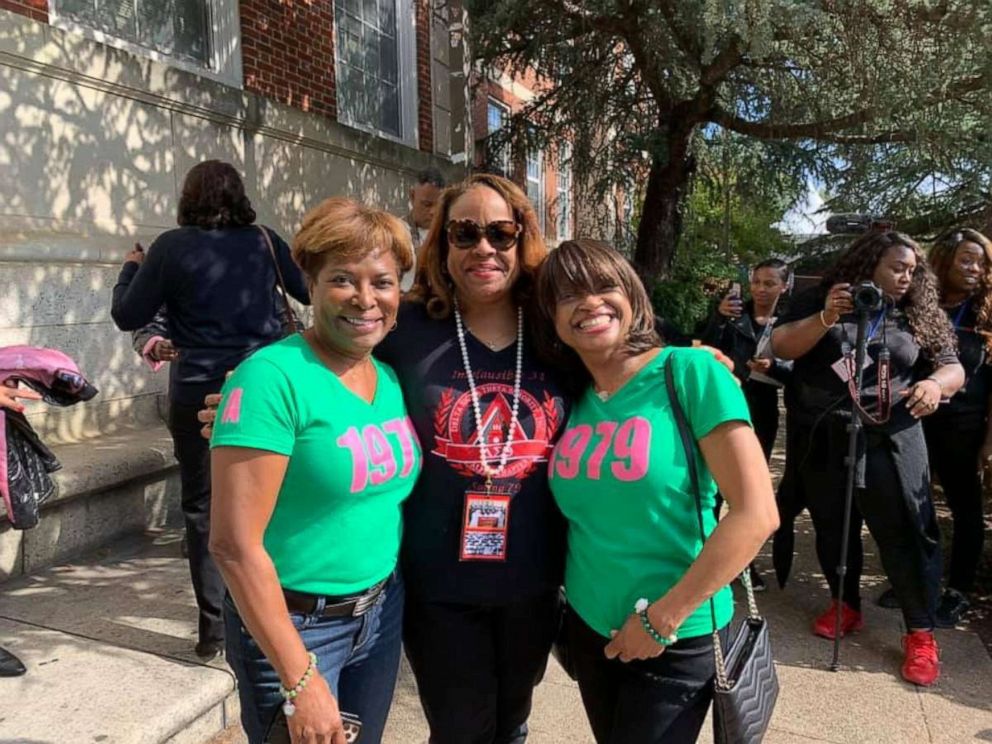 PHOTO: Sabrina Shannon, left, a member of Alpha Kappa Alpha, Nina R. Hickson, center, member of Delta Sigma Theta and Donna Hubbard McCree, member of AKA. They all pledged at Howard University in 1979 and are members of The Links, Inc.