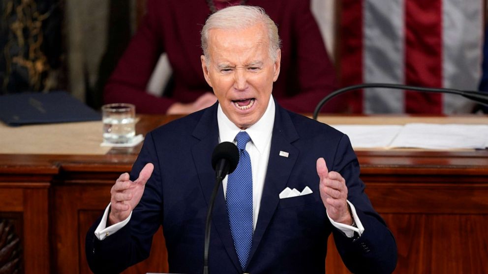 PHOTO: President Joe Biden delivers the State of the Union address during a joint session of Congress at the United States Capitol, February 7, 2023, in Washington.