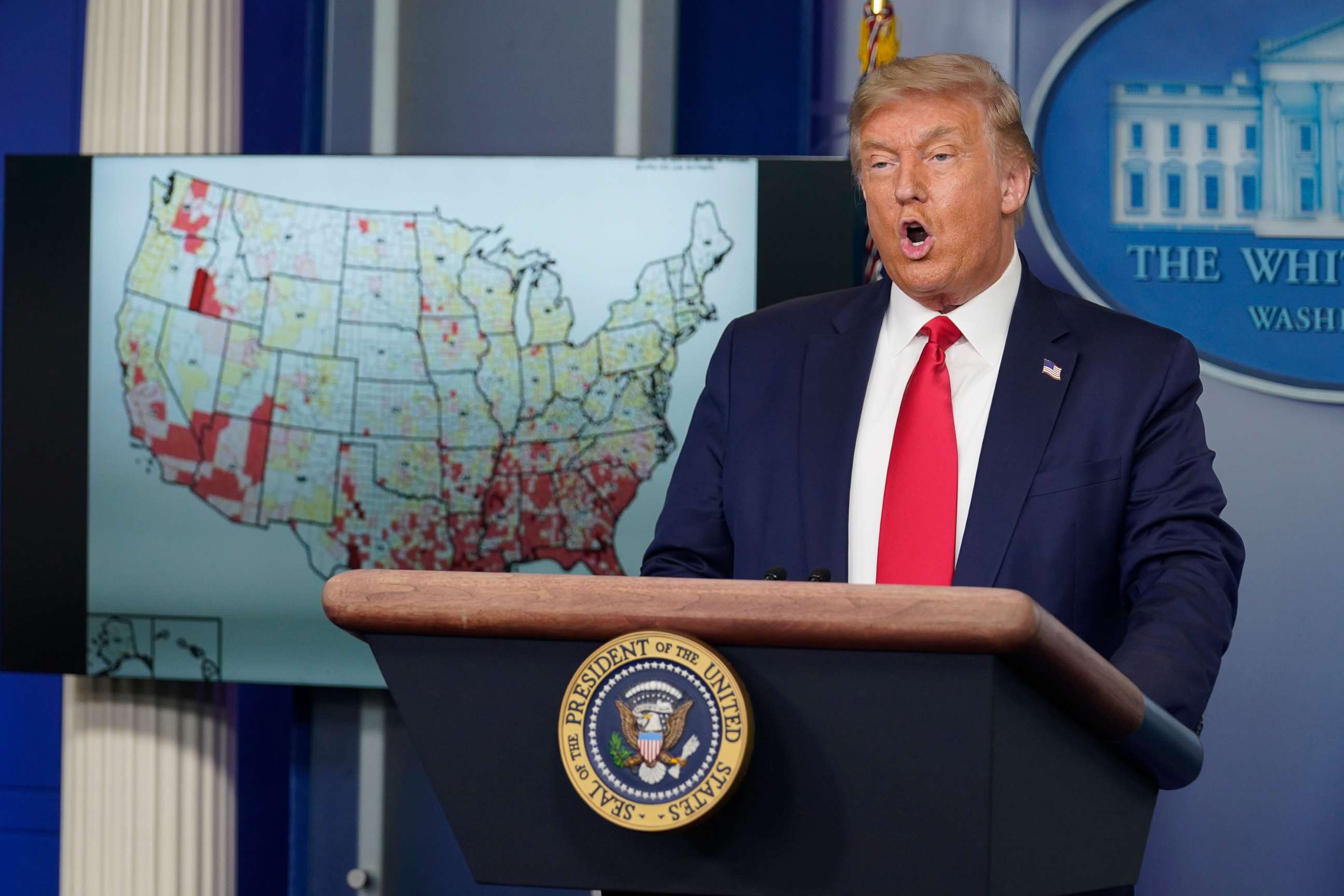 PHOTO: President Donald Trump speaks during a news conference at the White House, July 23, 2020.