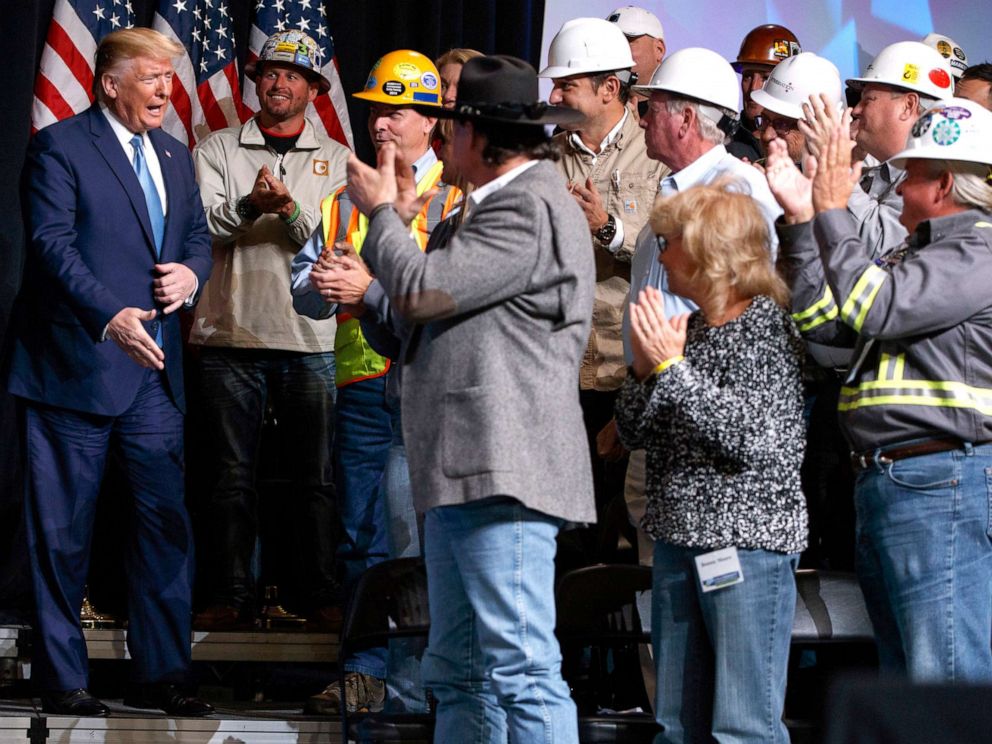 PHOTO: President Donald Trump speaks at the 9th annual Shale Insight Conference at the David L. Lawrence Convention Center, Oct. 23, 2019, in Pittsburgh.