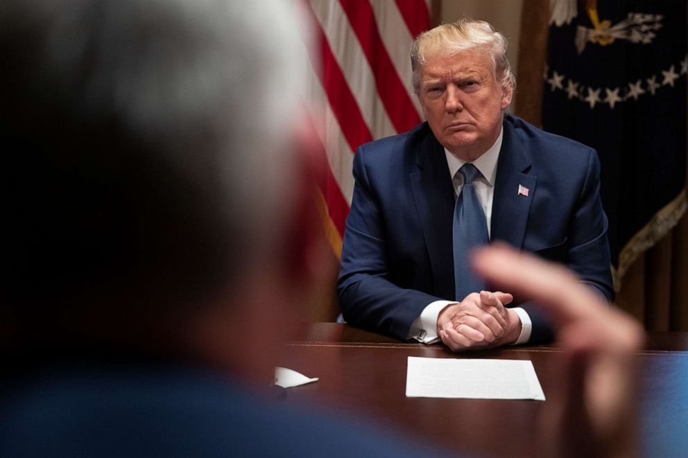 PHOTO: President Donald Trump listens during a roundtable with governors on government regulations in the Cabinet Room of the White House, Dec. 16, 2019.