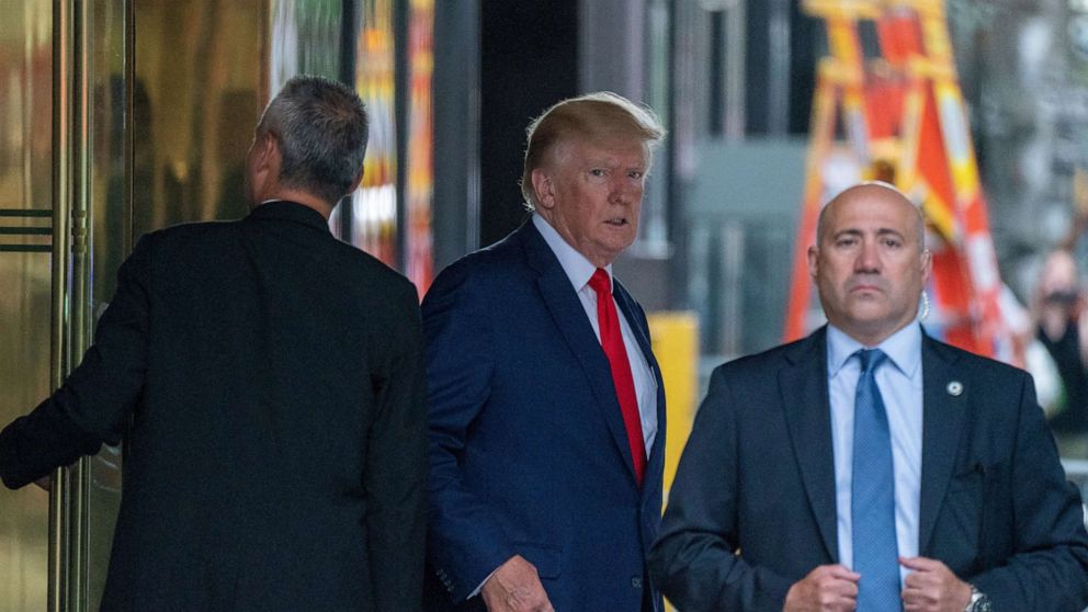 FILE PHOTO: Former US President Donald Trump leaves Trump Tower for statement, two days after FBI agents raided his Mar-a-Lago Palm Beach home in New York City, US, August 10, 2022.  Reuters/David 'D' Delgado/ File photo