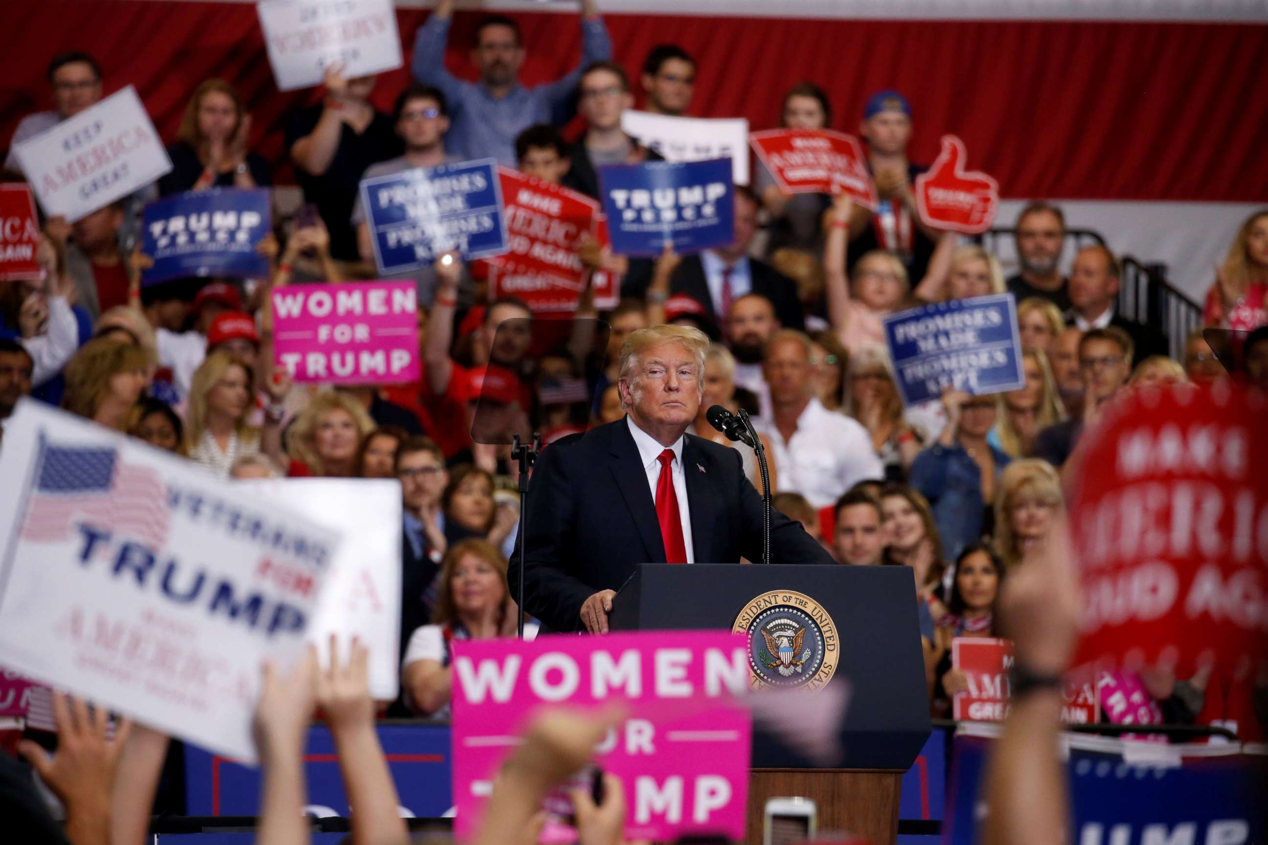 PHOTO: President Donald Trump holds a Make America Great Again rally at Nashville Municipal Auditorium in Nashville, Tenn., May 29, 2018. 