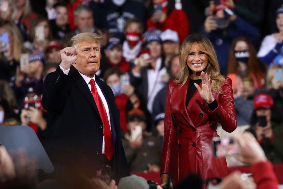PHOTO: VALDOSTA, GEORGIA - DECEMBER 05: President Donald Trump and first lady Melania attend a rally in support of Sen. David Perdue (R-GA) and Sen. Kelly Loeffler (R-GA) on December 05, 2020 in Valdosta, Georgia. 