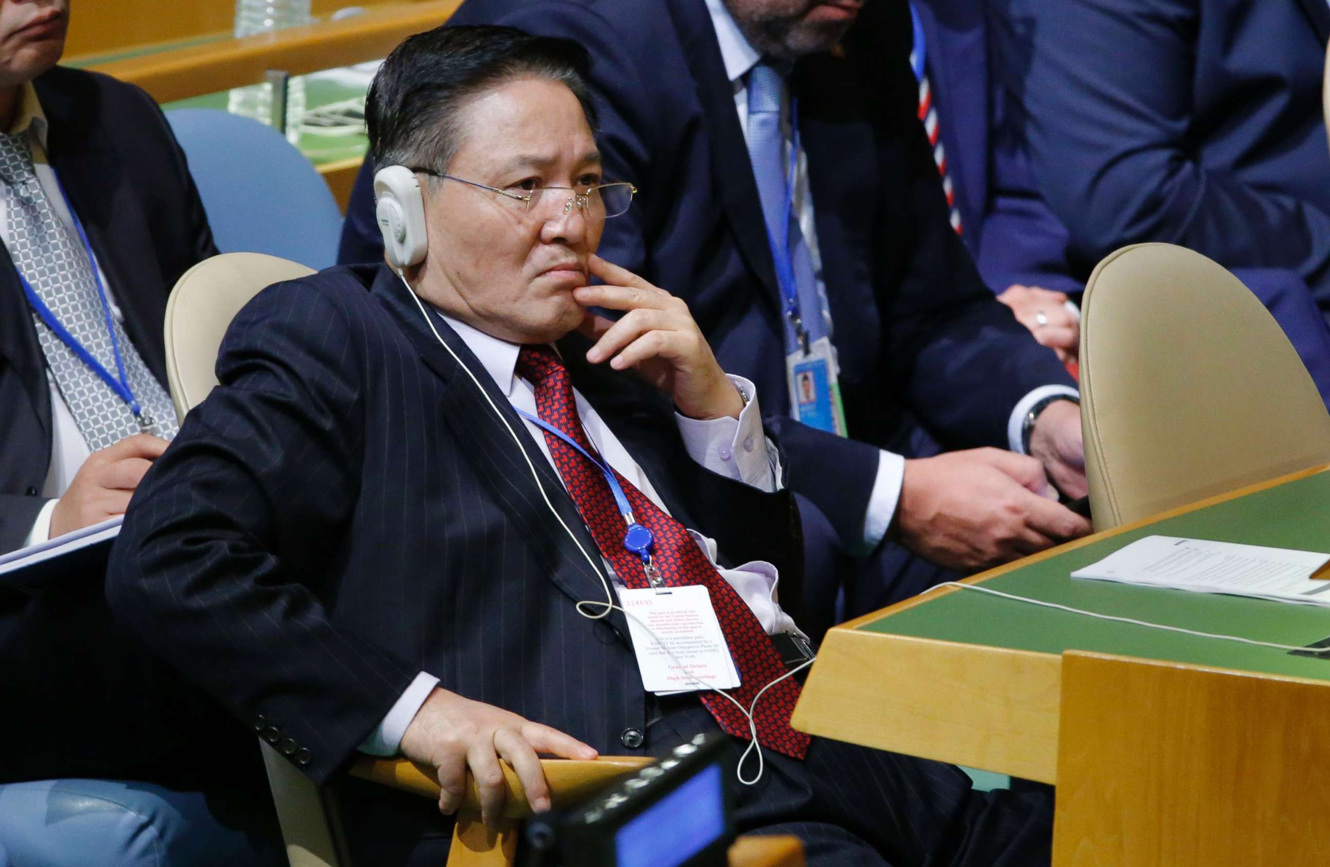 PHOTO: North Korea's Ambassador to the U.N., Ja Song Nam, attends the 72nd United Nations General Assembly at U.N. Headquarters in New York, Sept. 19, 2017. 