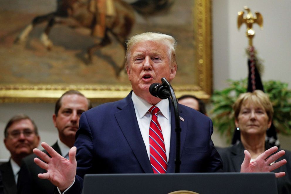 PHOTO: U.S. President Donald Trump delivers remarks on honesty and transparency in healthcare prices inside the Roosevelt Room at the White House in Washington, U.S., November 15, 2019. REUTERS/Tom Brenner