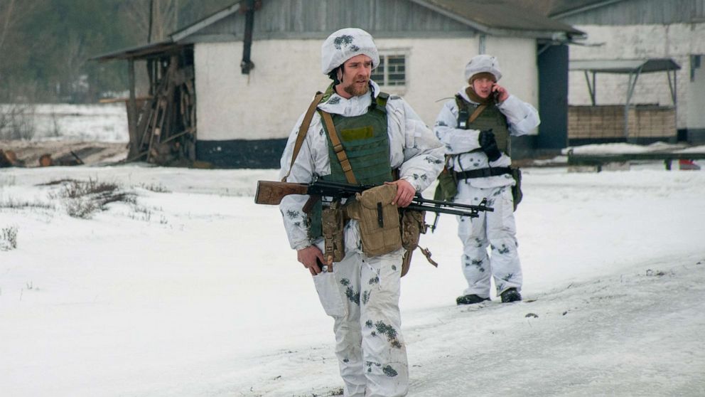 PHOTO: Ukrainian soldiers train during military drills close to Kharkiv, Ukraine, Feb. 10, 2022.