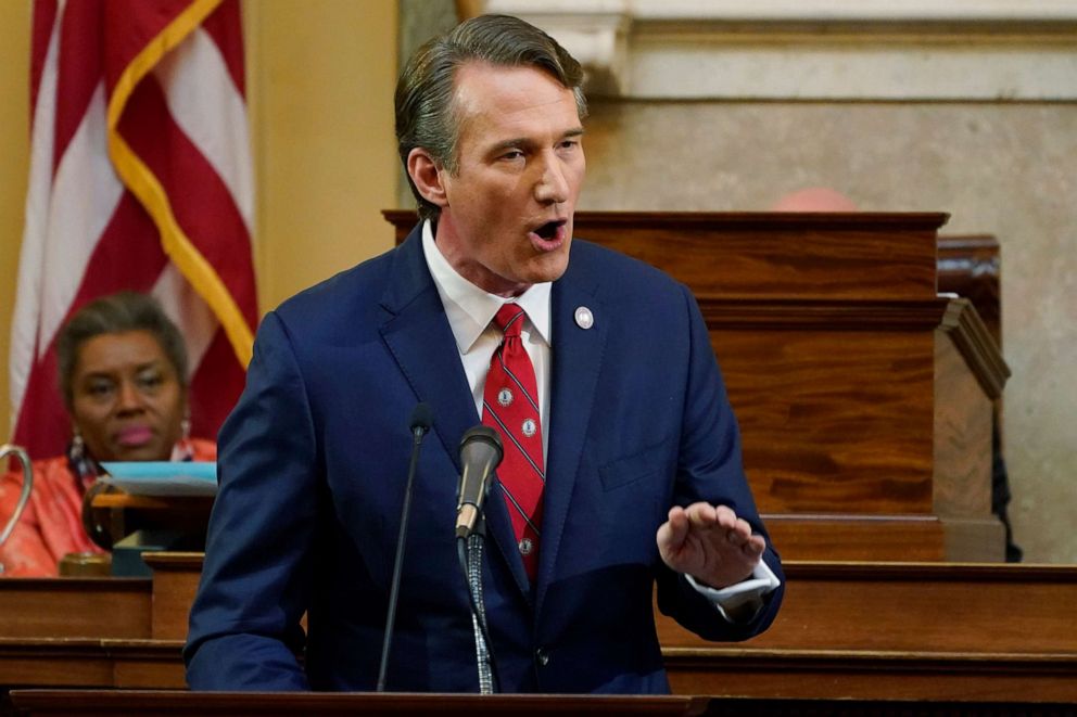 PHOTO: Virginia Gov. Glenn Youngkin delivers his State of the Commonwealth address before a joint session of the Virginia General Assembly in the House chambers at the Capitol, Jan. 17, 2022, in Richmond, Va. 