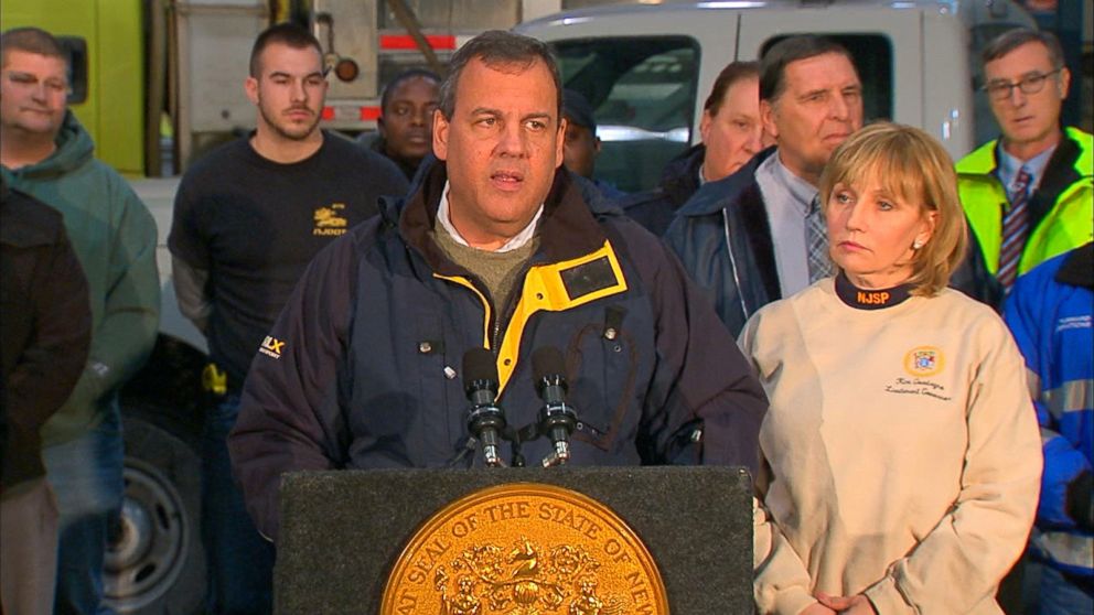 Gov. Chris Christie gives an update on the incoming blizzard in New Jersey, Jan. 26, 2015.