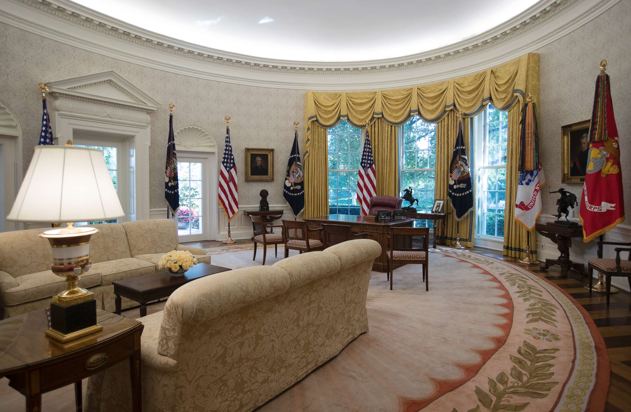 PHOTO: The newly renovated Oval Office of the White House, Aug. 22, 2017.