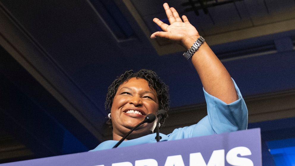FILE - In this Nov. 6, 2018 file photo, former Georgia Democratic gubernatorial candidate Stacey Abrams speaks to supporters in Atlanta. Abrams tells The Associated Press she will not run for a U.S. Senate seat in 2020 despite being heavily recruited
