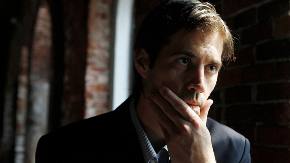 FILE - Journalist James Foley responds to questions during an interview in Boston on Friday, May 27, 2011. The family of slain American journalist Steven Sotloff filed a federal lawsuit Friday, May 13, 2022, accusing prominent Qatari institutions of 